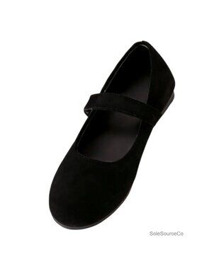 Womens Mary Jane Flats Retro Round-Toe Casual Work Shoes Soft Hook & Loop